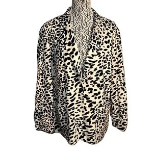 CHICO'S Animal Print Blazer Long Sleeve Button Front Career‎ Jacket 16 mobwife